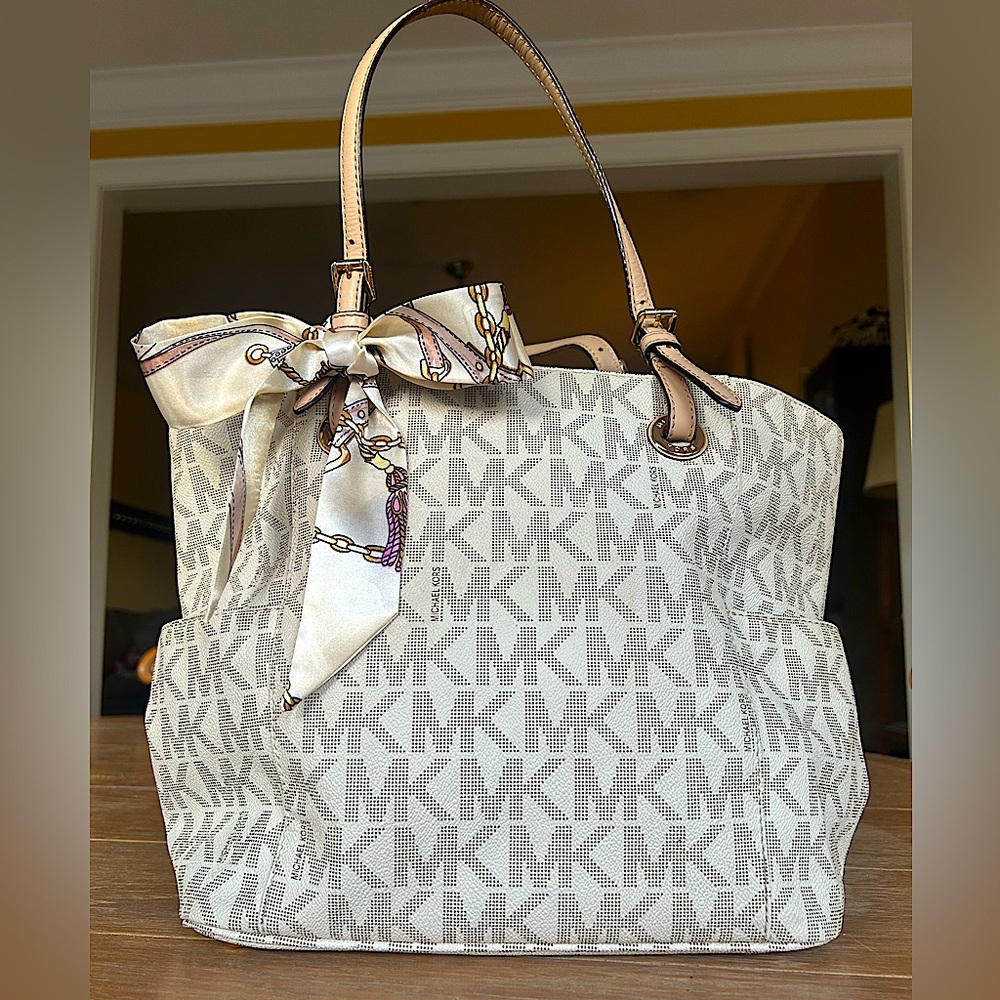 Michael Kors Beige Monogram Tote Bag